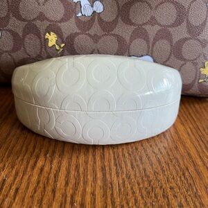Coach Bone colored  Embossed Eyewear/ sun glasses case very good used condition